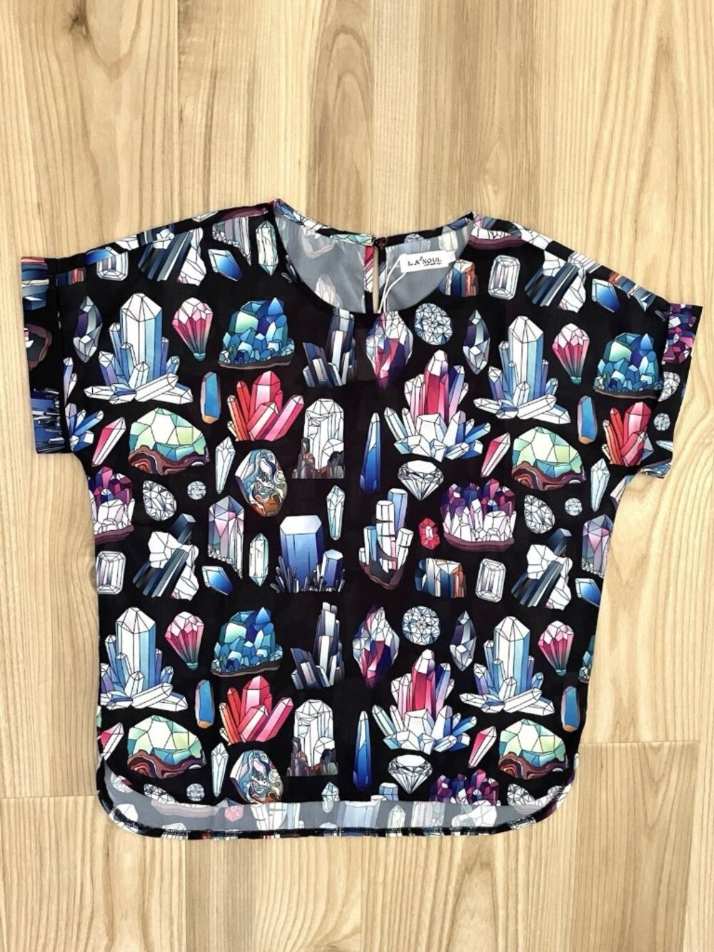 NWT LA SOUL Colorful Crystal Geology Metaphysical Boxy Blouse Shirt size Small